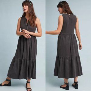 Anthropologie Folk by Hansel from Basel Tilly Tiered Cotton Tie Neck Midi Dress